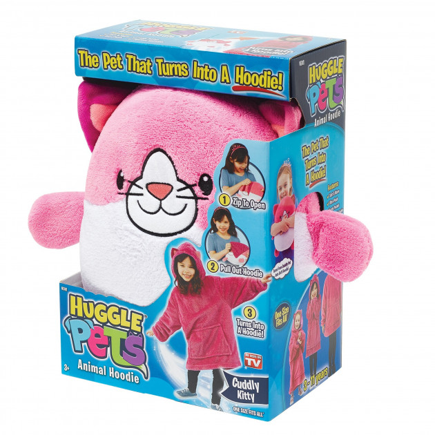 Детский плед-худи, трансформирующийся в игрушку, с капюшоном Huggle Pets Розовый - изображение 9