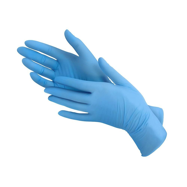 Рукавички нітрилові Medicom Vitals Blue оглядові текстуровані без пудри блакитні розмір S 100 шт (3 г.) - зображення 2