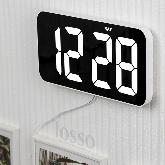 Годинник настільний електронний LOSSO Premium W-500, настільний будильник з LED-підсвіткою білий - зображення 4