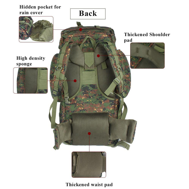 Тактический рюкзак на 100л BPT10-100 вудланд - изображение 2