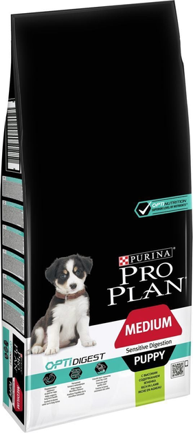 Sucha karma Purina Pro Plan Medium Puppy Sensitive OPTI Digest 12 kg (7613035214767) - obraz 1