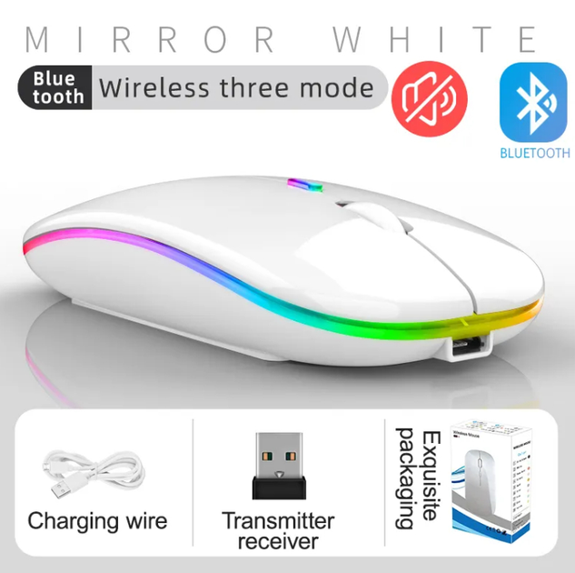 Беспроводная бесшумная игровая мышь iMice PM1 White 2.4G + Bluetooth с ...