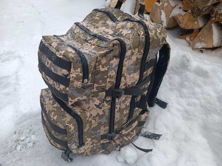 Военный рюкзак на 60 литров 55*35 см с системой MOLLE тактический рюкзак цвет пиксель - изображение 2