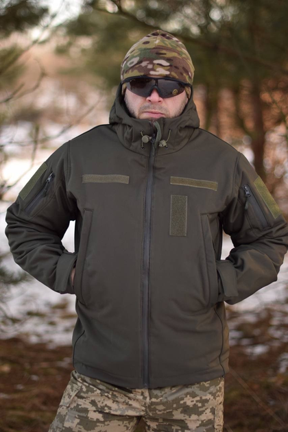 Тактическая куртка Softshell армейская военная флисовая куртка цвет олива/хаки софтшел размер 54 для ВСУ - изображение 1