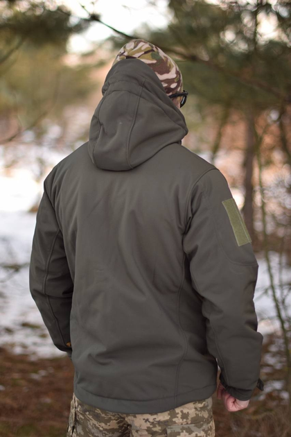 Тактическая куртка Softshell армейская военная флисовая куртка цвет олива/хаки софтшел размер 54 для ВСУ - изображение 2