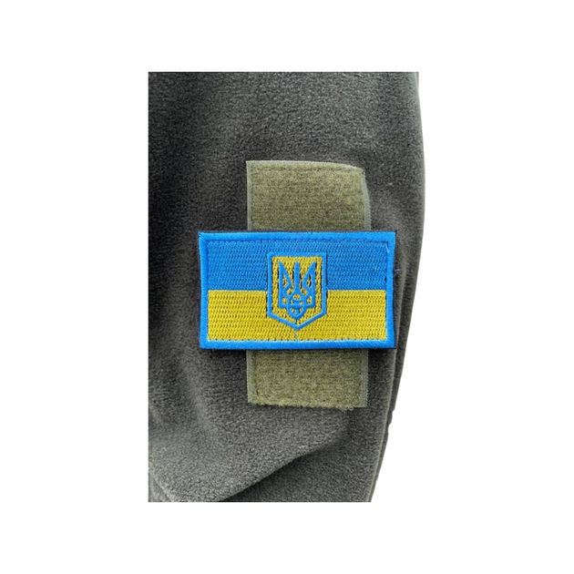 Нашивка флаг Украины с гербом (8х4,5) Желто голубой (PU-01-V) Жовто-Блакитний, 6,5х4 - изображение 1