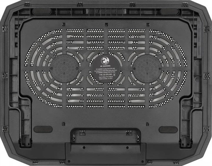 Охлаждающая подставка для ноутбука с двумя вентиляторами и LED подсветкой черная - изображение 10