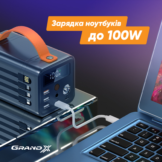 Повербанк для ноутбука Grand-X PBG100WB 100W, 60000mAh – фото, отзывы ...
