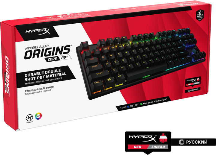 Клавіатура дротова HyperX Alloy Origins Core PBT HX Red USB Black (639N7AA) - зображення 9