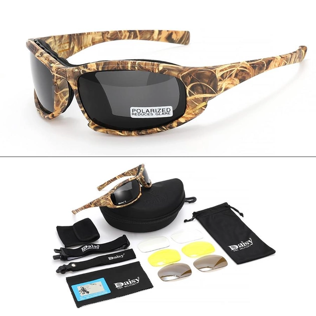 Захисні тактичні армійські спортивні окуляри Daisy X7 Хамелеон -4 змінні лінзи + чохол - зображення 1