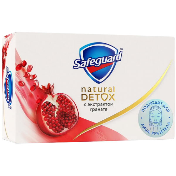 Мило туалетне Safeguard Natural Detox з екстрактом гранату, 110г - Фото 1 Мило туалетне Safeguard Natural Detox з екстрактом гранату, 110г - зображення 1