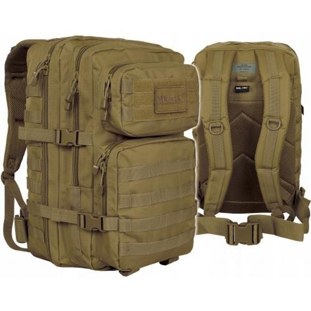 Військовий тактичний штурмовий рюкзак MIL-TEC з Німеччини койот на 36 літрів для військових ЗСУ - зображення 2