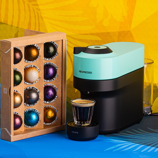 Капсульная кофеварка Nespresso Vertuo Pop Aqua Mint XN920410, мятно ...