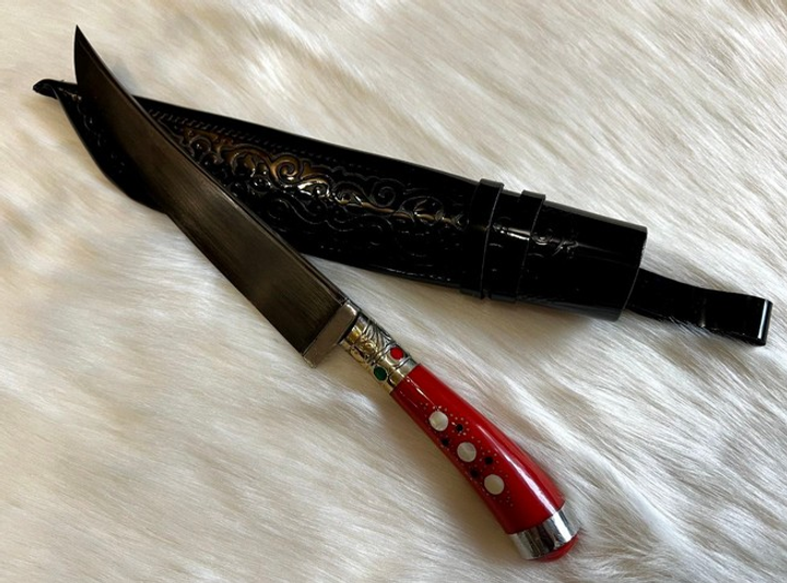 Нож пчак подарочный экземпляр Prezent Узбецкие традиции с инкрустацией 10Д 29см - изображение 1