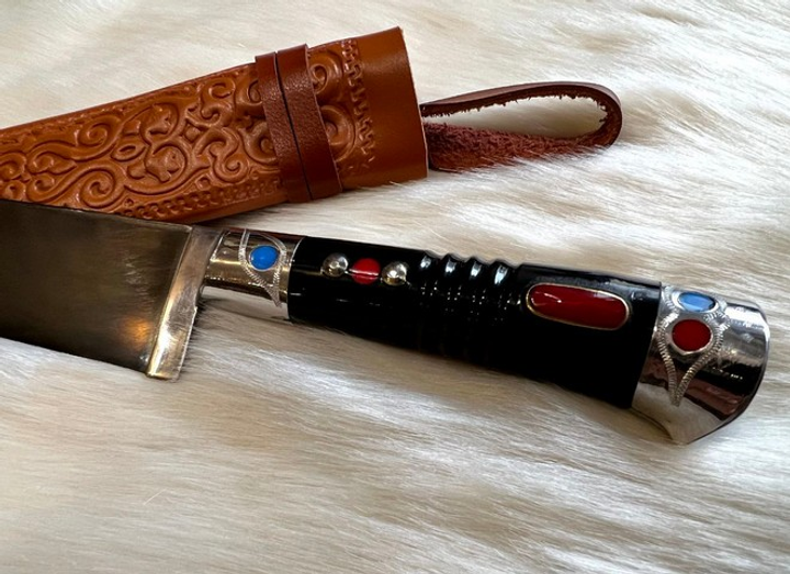Нож пчак подарочный экземпляр Prezent Узбецкие традиции с инкрустацией 12Д 30см - изображение 2