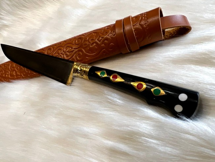 Нож пчак подарочный экземпляр Prezent Узбецкие традиции с инкрустацией 11Д 27см - изображение 1