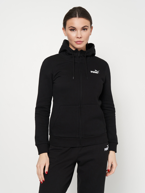 Акція на Толстовка на блискавці з капюшоном жіноча Puma Ess Full-Zip Hoodie 58681101 XS Чорна від Rozetka