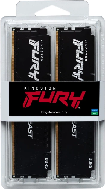 Pamięć RAM Kingston Fury DDR5-6000 16384MB PC5-48000 (Zestaw 2x8192) Beast Black (KF560C40BBK2-16) - Zdjęcie 5 Pamięć RAM Kingston Fury DDR5-6000 16384MB PC5-48000 (Zestaw 2x8192) Beast Black (KF560C40BBK2-16) - obraz 5