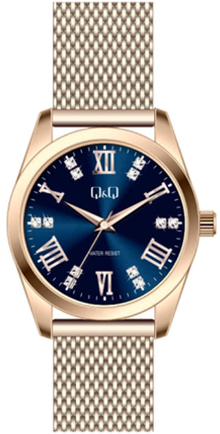 Женские часы на батарейке Q&Q QB05J803Y Синий/золотистый – фото, отзывы ...