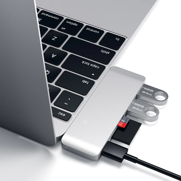 Хаб-адаптер Satechi Type-C USB 3.0 Passthrough Hub, Silver (ST-TCUPS) - зображення 5