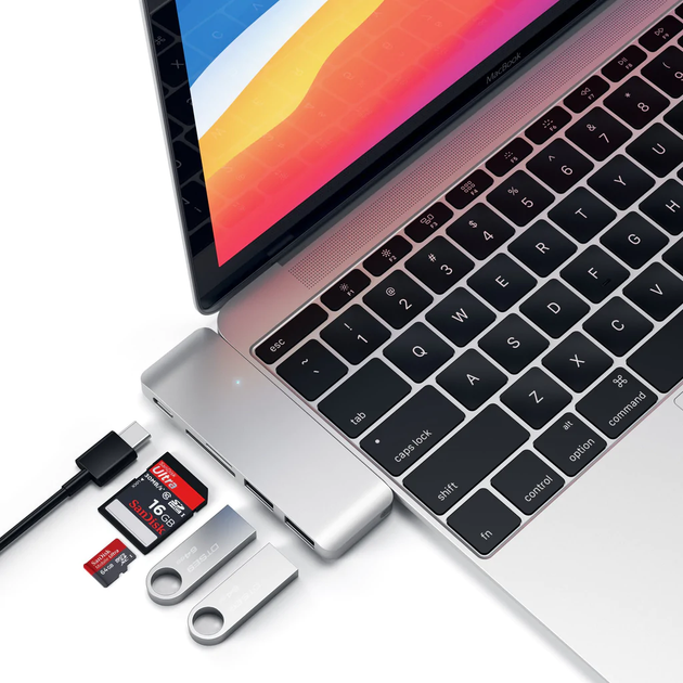 Хаб-адаптер Satechi Type-C USB 3.0 Passthrough Hub, Silver (ST-TCUPS) - зображення 6