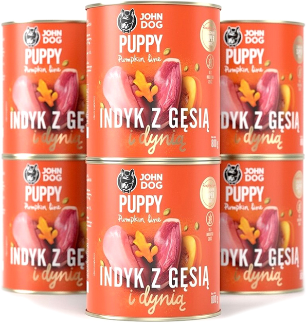 Вологий корм John Dog Pumpkin Puppy Turkey and goose with pumpkin 6 x 800 г (5903769000951) - зображення 1