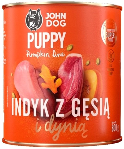 Mokra karma dla psów John Dog Pumpkin Puppy Indyk i gęś z dynią 6 x 800 g (5903769000951) - obraz 2