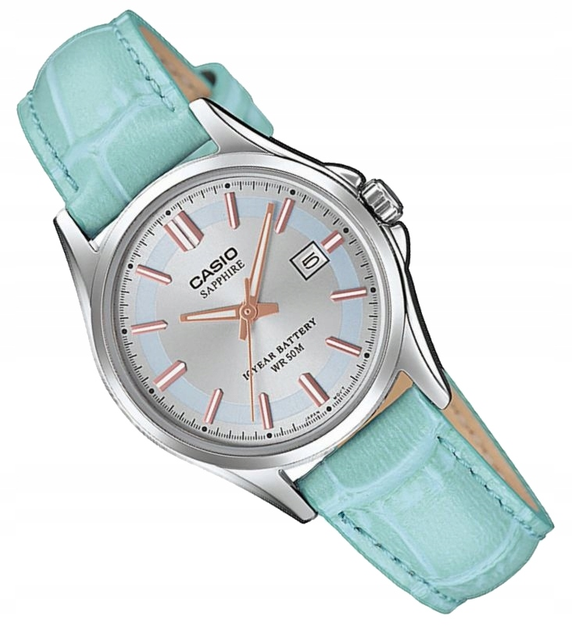 Женские нежные часы Casio LTS-100L-2AVEF Серебристые с голубым – купить ...