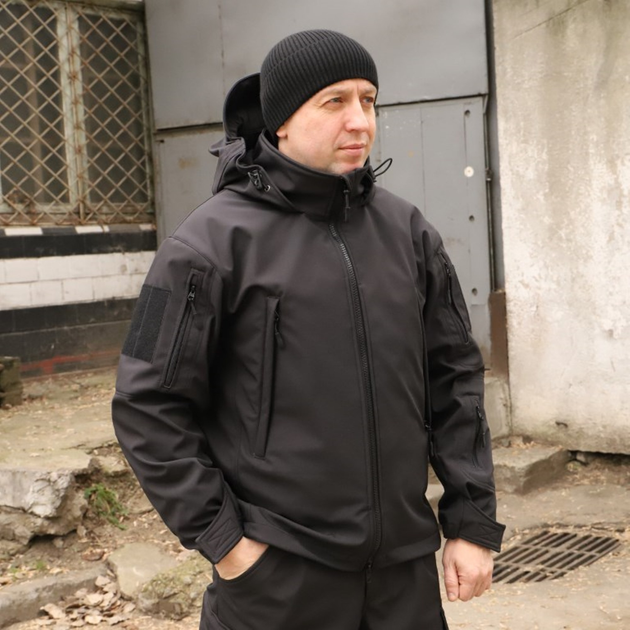 Тактична куртка Softshell. Куртка Софтшелл Haunt-Hanter. Розмір 48 чорний (0016К-1) - изображение 1