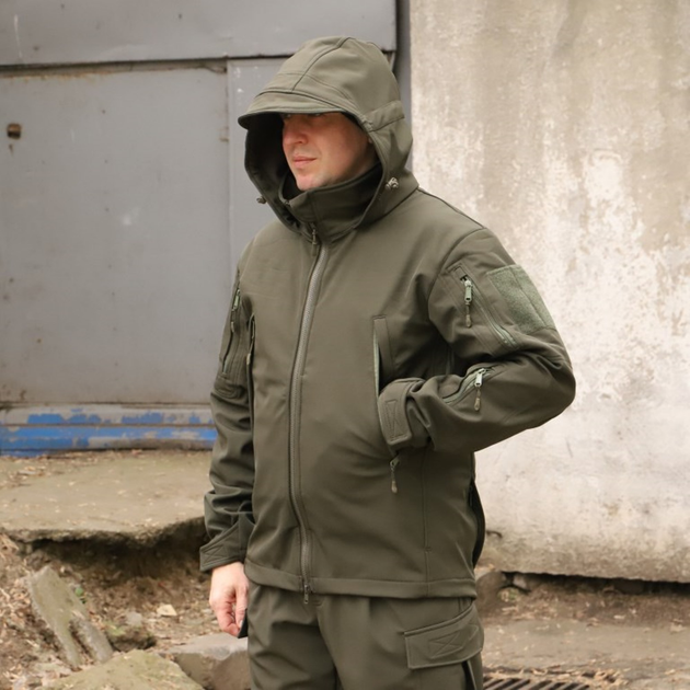 Тактична куртка Softshell. Куртка камуфляжна Софтшелл Haunt-Hanter. Розмір 58 олива (0016К-О) - изображение 1