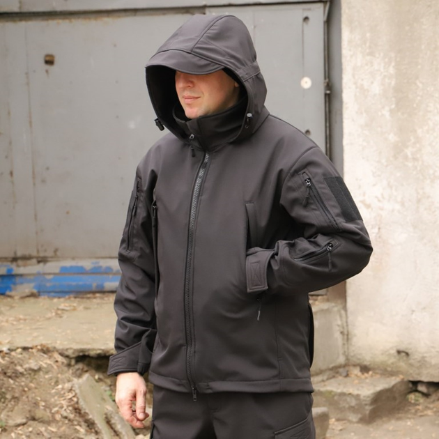 Тактична куртка Softshell. Куртка Софтшелл Haunt-Hanter. Розмір 52 чорний (0016К-1) - зображення 2