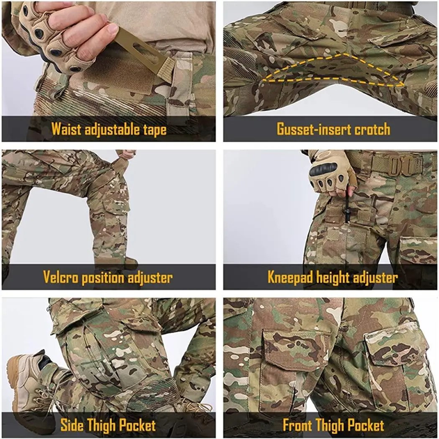 Тактические штаны мультикам спецназа ВСУ с эластичными вставками IDOGEAR G3 Multicam и наколенниками р.XL - изображение 2