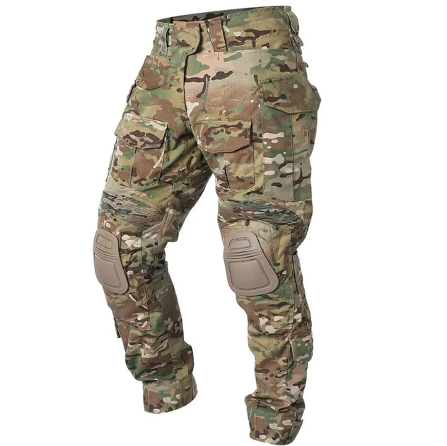 Тактические штаны мультикам спецназа ВСУ с эластичными вставками IDOGEAR G3 Multicam и наколенниками р.2XL - изображение 1