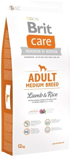 Сухий корм для дорослих собак середніх порід Brit Care Adult Medium Breed Lamb & Rice 12 кг (8595602509928) - зображення 1