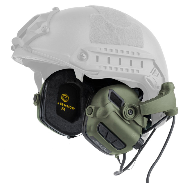 Профессиональные Активные Тактические Наушники Earmor M31X Mark 3 для Шоломів Зеленый (33312) - изображение 1