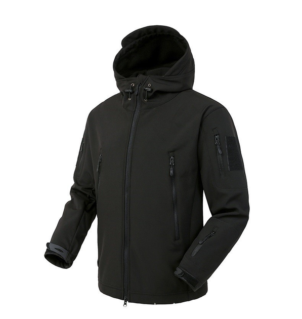 Куртка / ветровка тактическая Softshell black (черный) софтшелл Размер 4XL - изображение 1