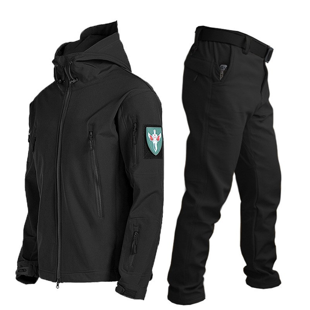 Костюм тактичний софтшелл Softshell black (чорний) Розмір 2XL - зображення 1