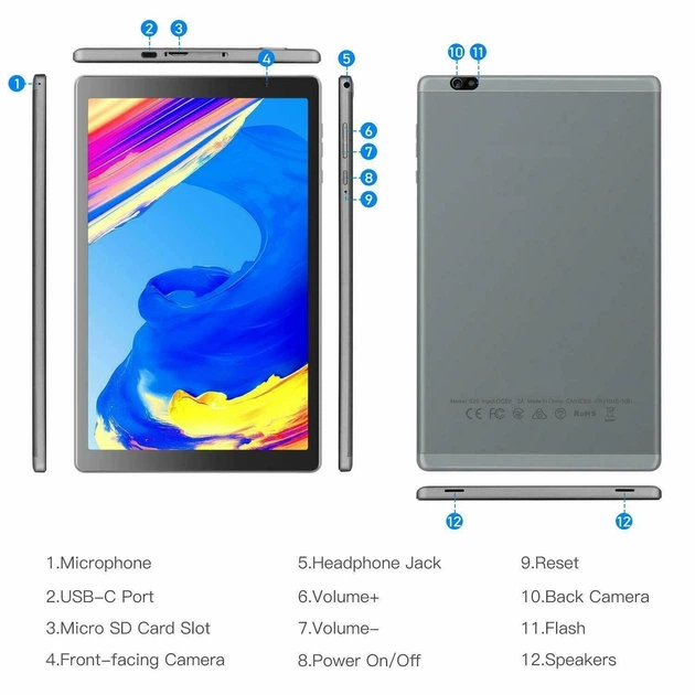 Планшет Beneve M1036 10.1 IPS Android 11 OctaCore 2/32Gb 5000mAh Wi-Fi Grey - Фото 2 Планшет Beneve M1036 10.1 IPS Android 11 OctaCore 2/32Gb 5000mAh Wi-Fi Grey - изображение 2