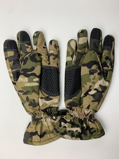 Водонепроникні тактичні зимові рукавички на флісі мультикам розмір М - зображення 2