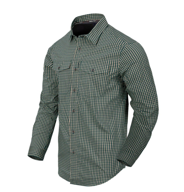Рубашка (Скрытое ношение) Covert Concealed Carry Shirt Helikon-Tex Savage Green Checkered XXL Тактическая мужская - изображение 1