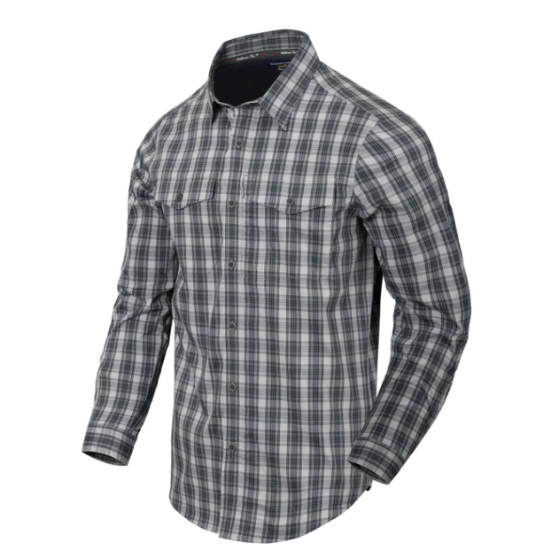 Рубашка (Скрытое ношение) Covert Concealed Carry Shirt Helikon-Tex Foggy Grey Plaid XL Тактическая мужская - изображение 1