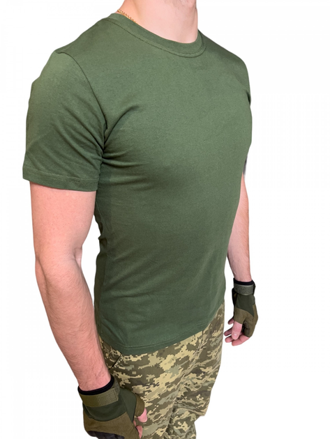 Футболка темна Оліва ЗСУ, літня військова футболка чоловіча, тактична футболка військовослужбовців все. Розмір S (46) - зображення 2