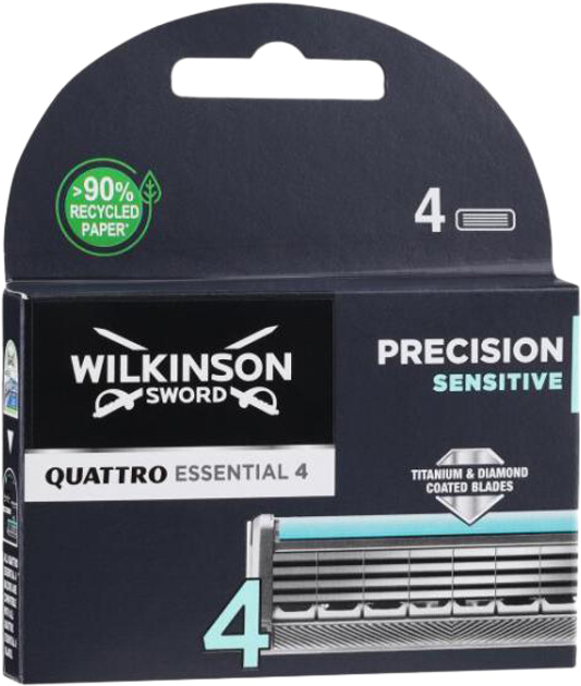 Сменные лезвия Wilkinson Sword Quattro Titanium Sensitive в упаковке 4 ...