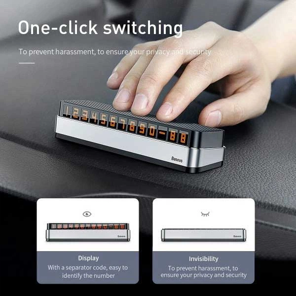 Парковочная карта Baseus Moonlight Box Series Temporary Parking Number Plate Grey (ACNUM-B0G) - изображение 10