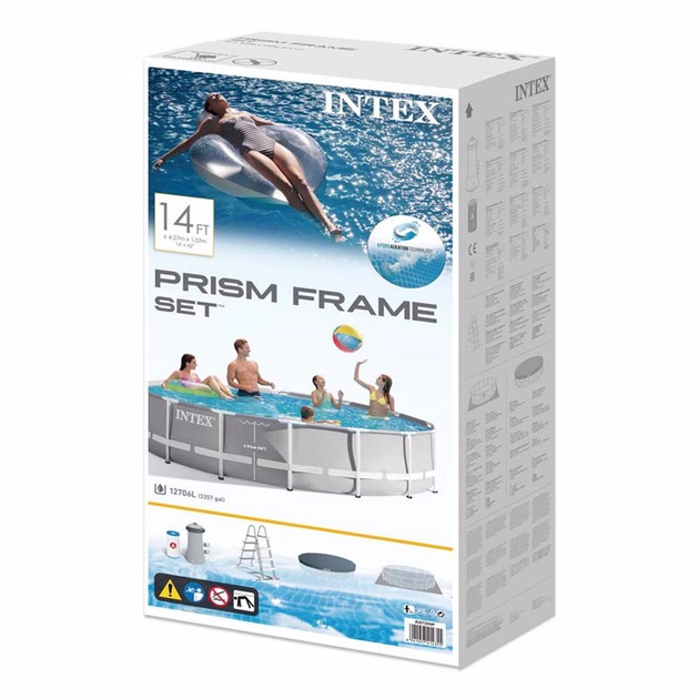 Каркасный круглый бассейн Intex Prism Frame 12706 л 427х107 см лестница, насос-фильтр, подстилка, тент - изображение 9