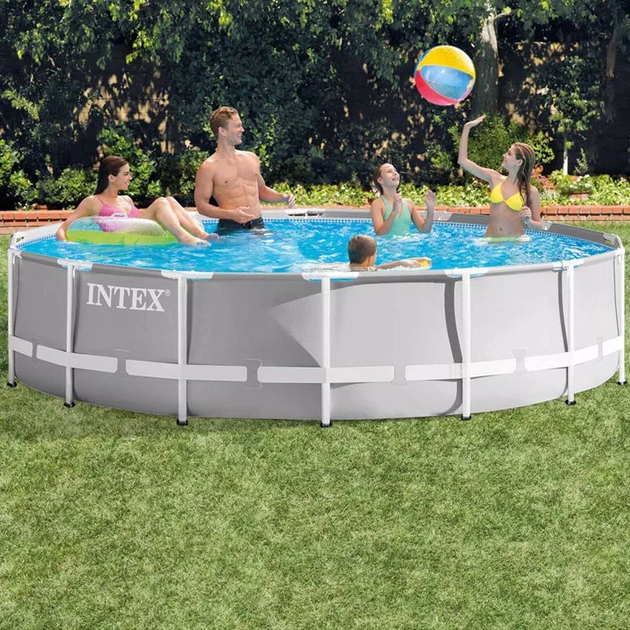 Каркасный круглый бассейн Intex Prism Frame 12706 л 427х107 см лестница, насос-фильтр, подстилка, тент - изображение 10