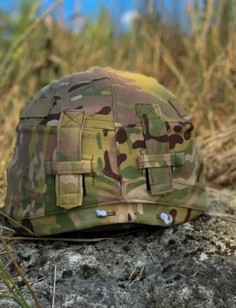 Кавер на каску с креплением для очков шлем маскировочный чехол на каску ЗСУ водонепроницаемый цвет мультикам - изображение 2