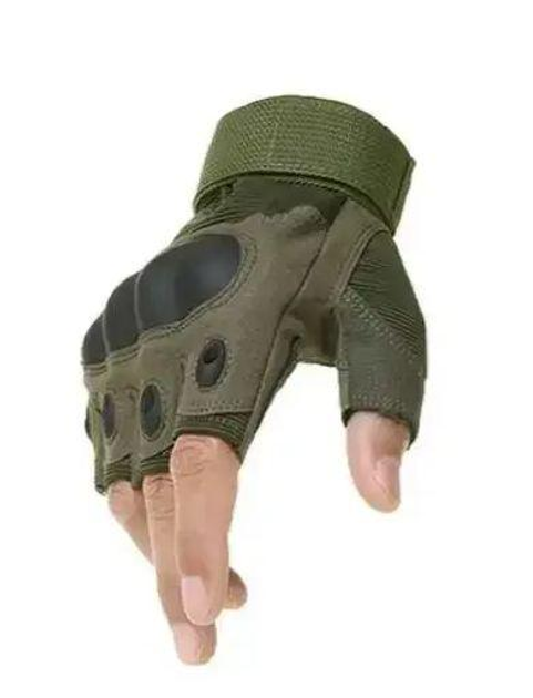Перчатки тактические с открытыми пальцами Оливковый XL - изображение 1