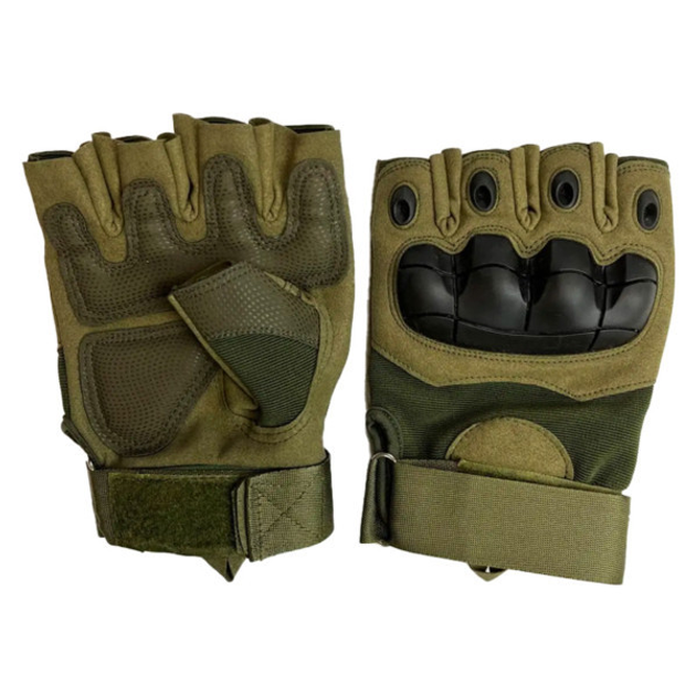 Тактичні рукавички відкриті пальці Gloves HF 1 Оливковий XL - зображення 1