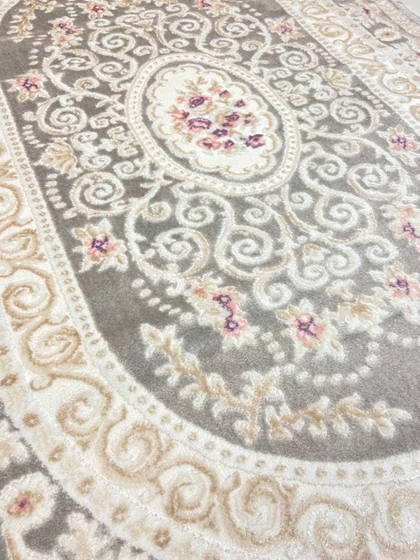Классический ковер Flower 1.5x2.3 м. Овал Gray P658B - изображение 2